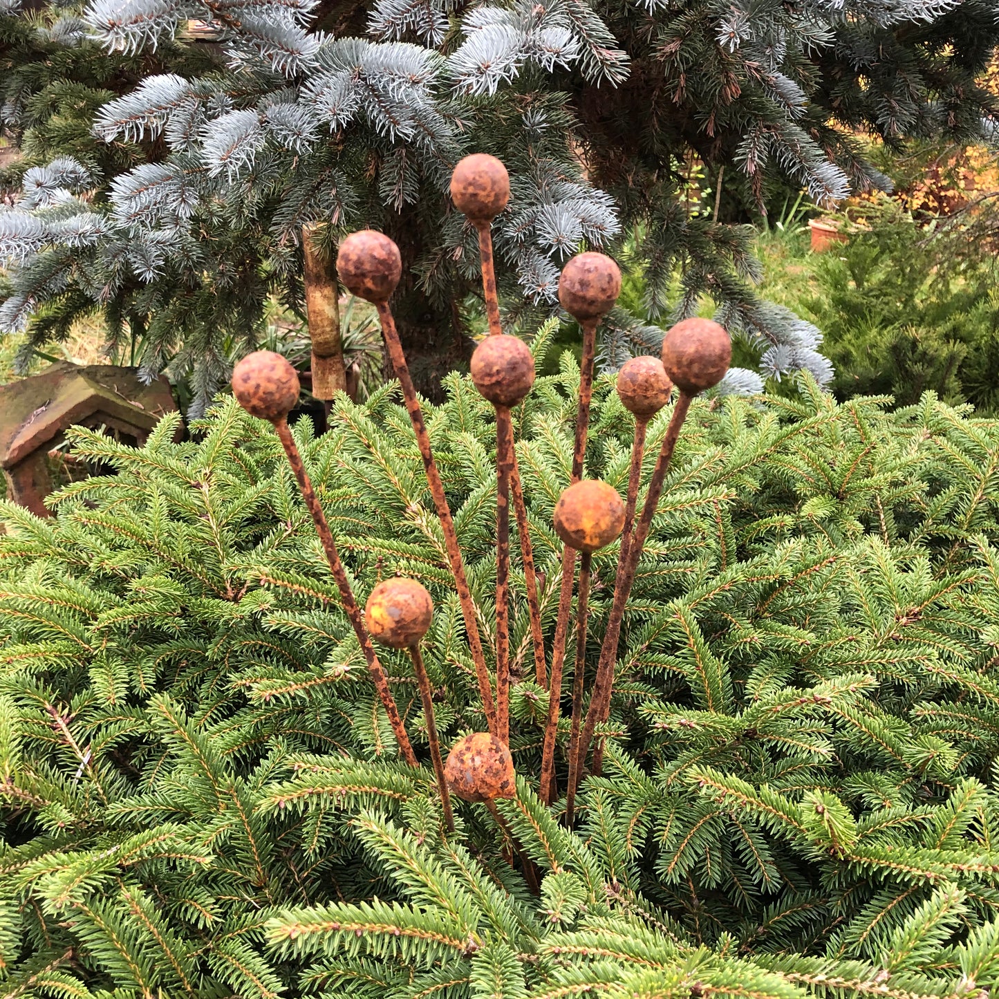 Rusty flowers set of 10, Metal Flower garden decor, Metal garden decor, metal yard art, outdoor metal decor, Rusty metal garden decor