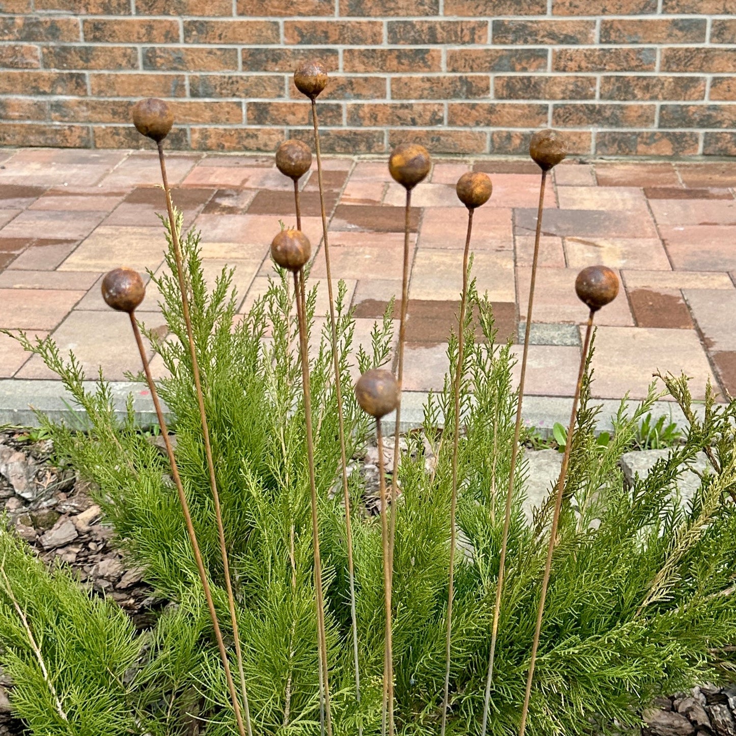 Rusty flowers set of 10, Metal Flower garden decor, Metal garden decor, metal yard art, outdoor metal decor, Rusty metal garden decor