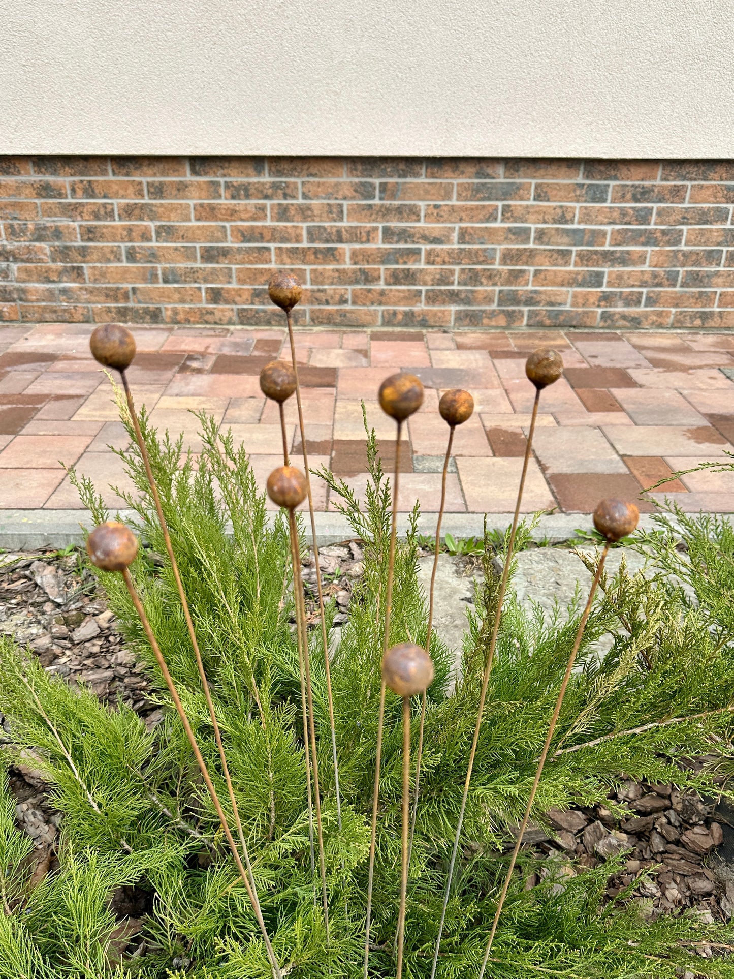 Rusty flowers set of 10, Metal Flower garden decor, Metal garden decor, metal yard art, outdoor metal decor, Rusty metal garden decor
