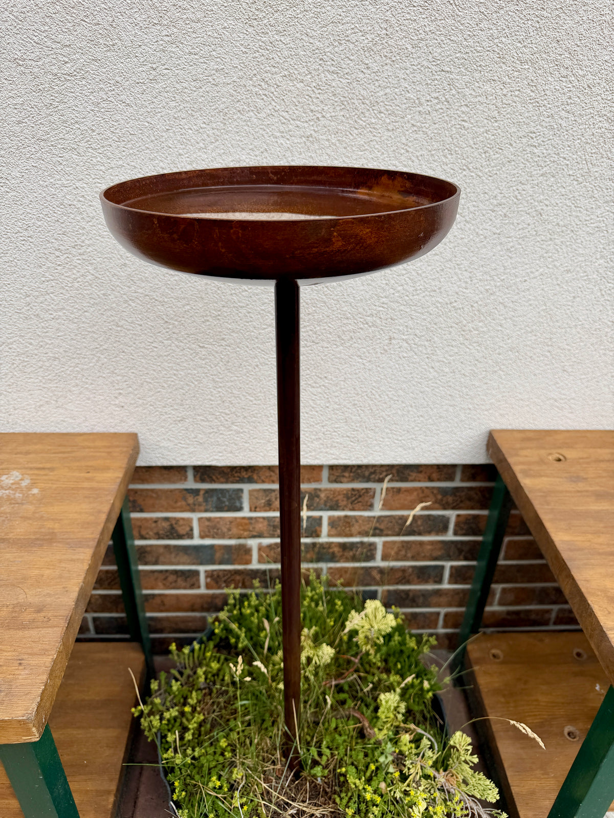 Regenfänger, 8 Zoll rostige Metall-Blumen-Gartenstecker, Vogelbad-Gartendeko für den Außenbereich