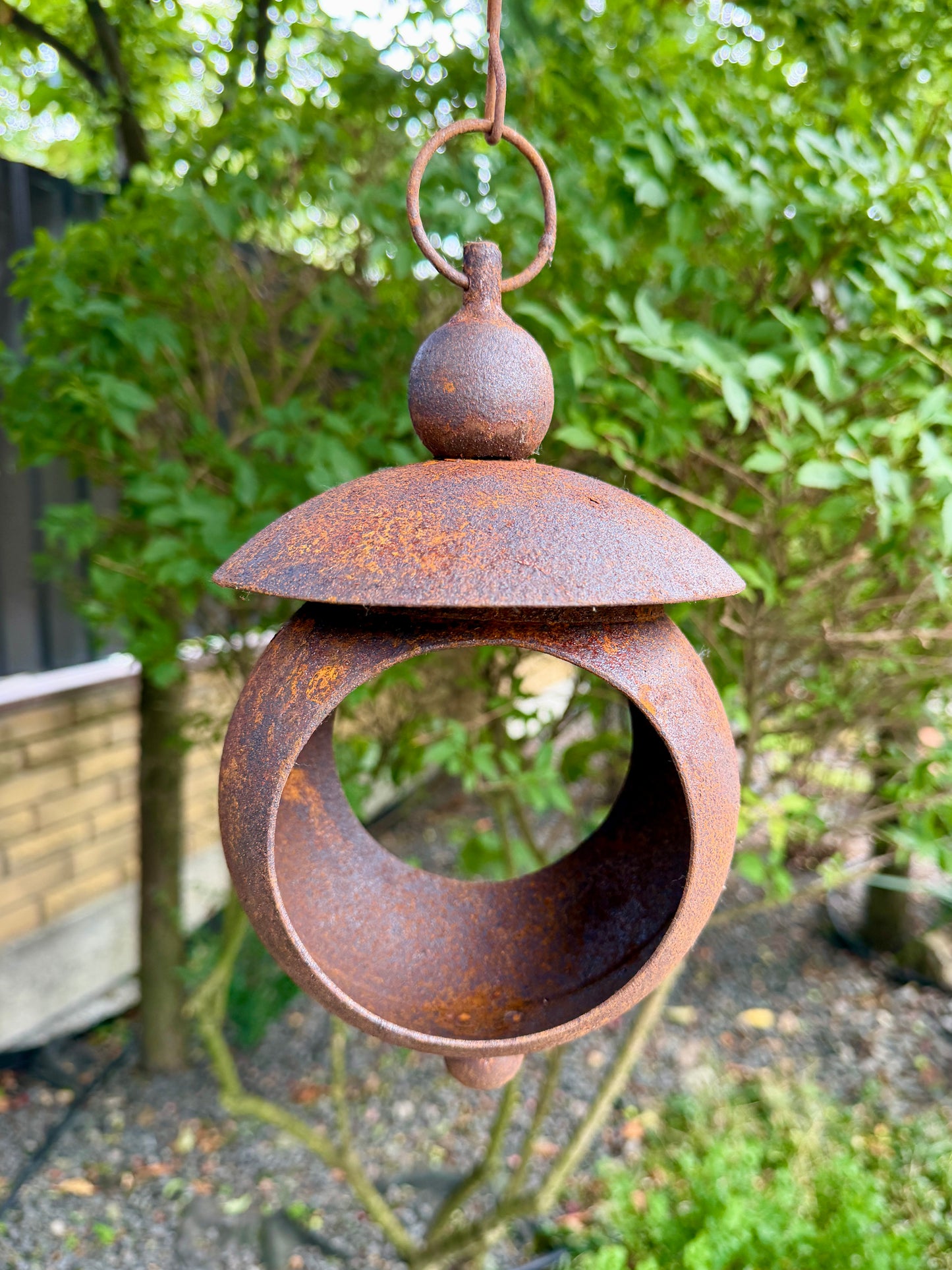 8" rostige Metall-Vogelfutter-Gartenstecker, Metall-Regenfänger