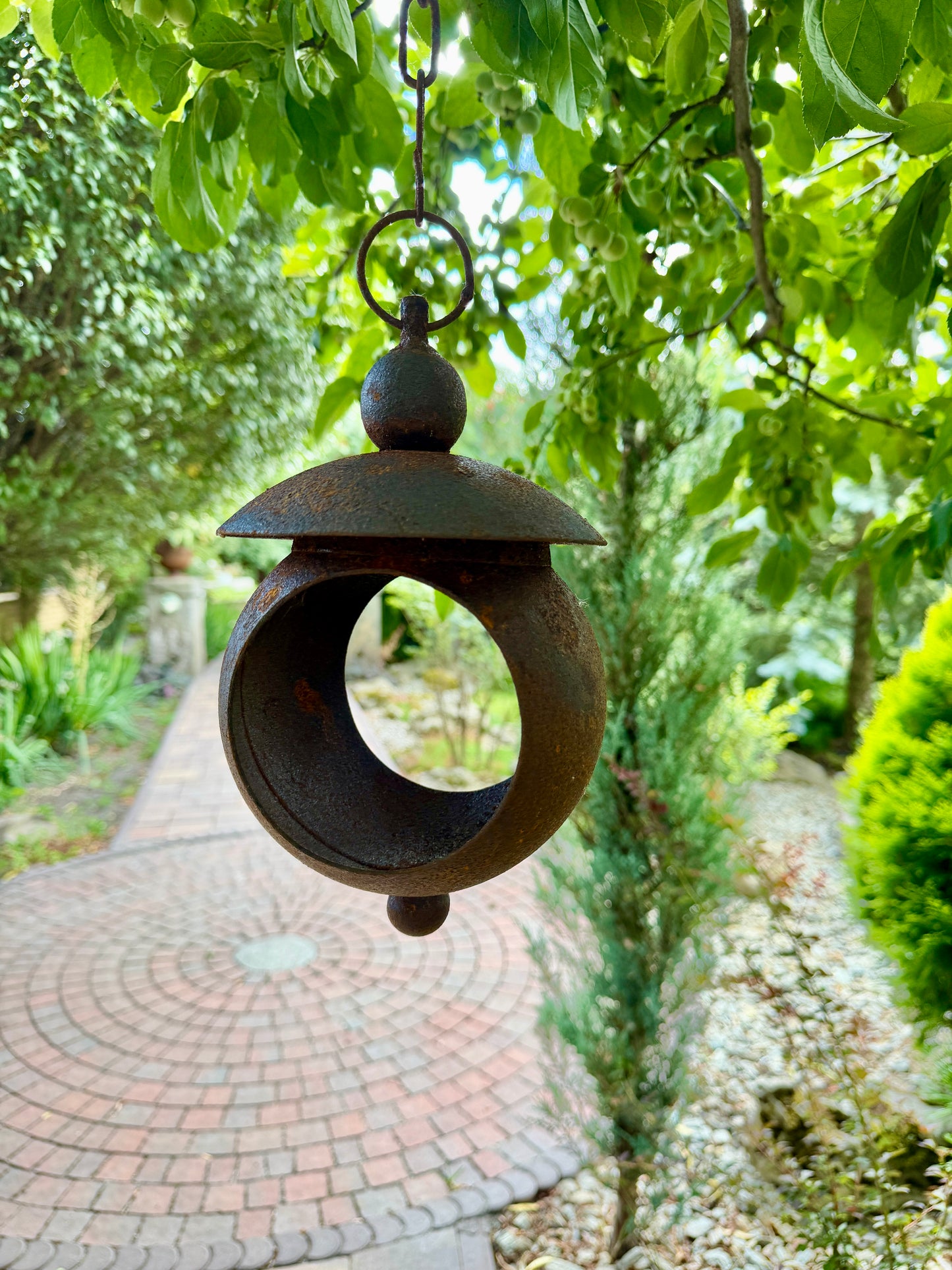8" rostige Metall-Vogelfutter-Gartenstecker, Metall-Regenfänger