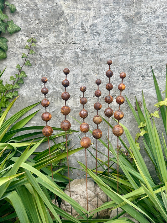 Rusty Flowers Set of 6 Garden Stakes, Metal Yard Art, Rustic Outdoor Decor, Weathered Metal Garden Sculpture, Handmade Lawn Decoration