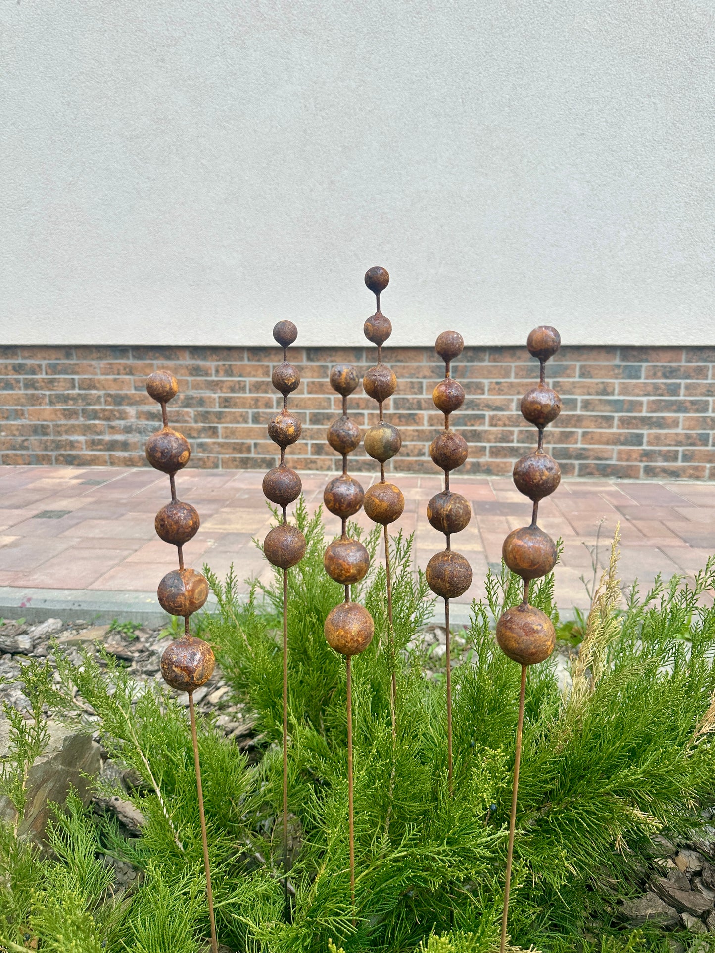 Rusty Flowers Set of 6 Garden Stakes, Metal Yard Art, Rustic Outdoor Decor, Weathered Metal Garden Sculpture, Handmade Lawn Decoration