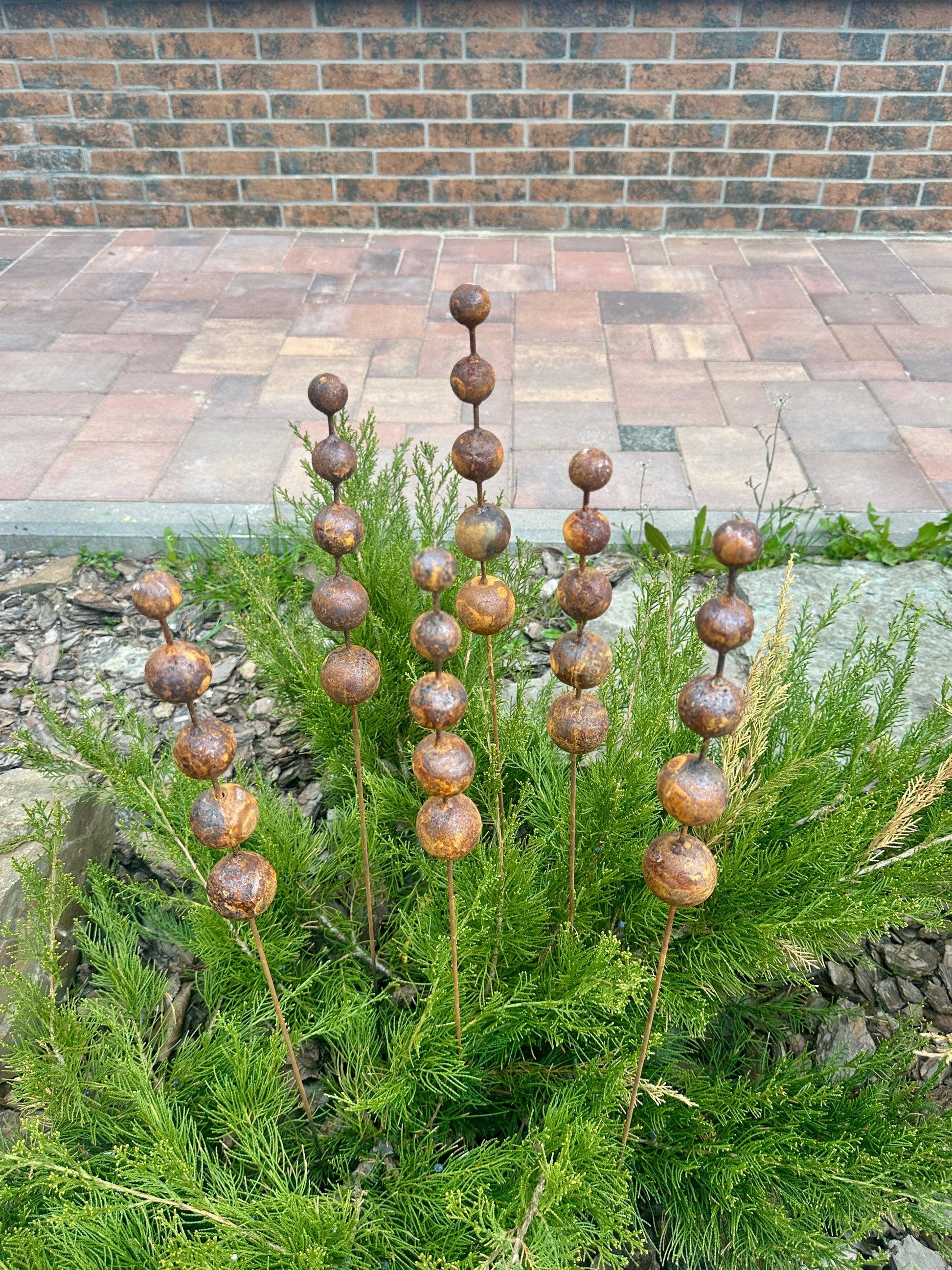 Rusty Flowers Set of 6 Garden Stakes, Metal Yard Art, Rustic Outdoor Decor, Weathered Metal Garden Sculpture, Handmade Lawn Decoration