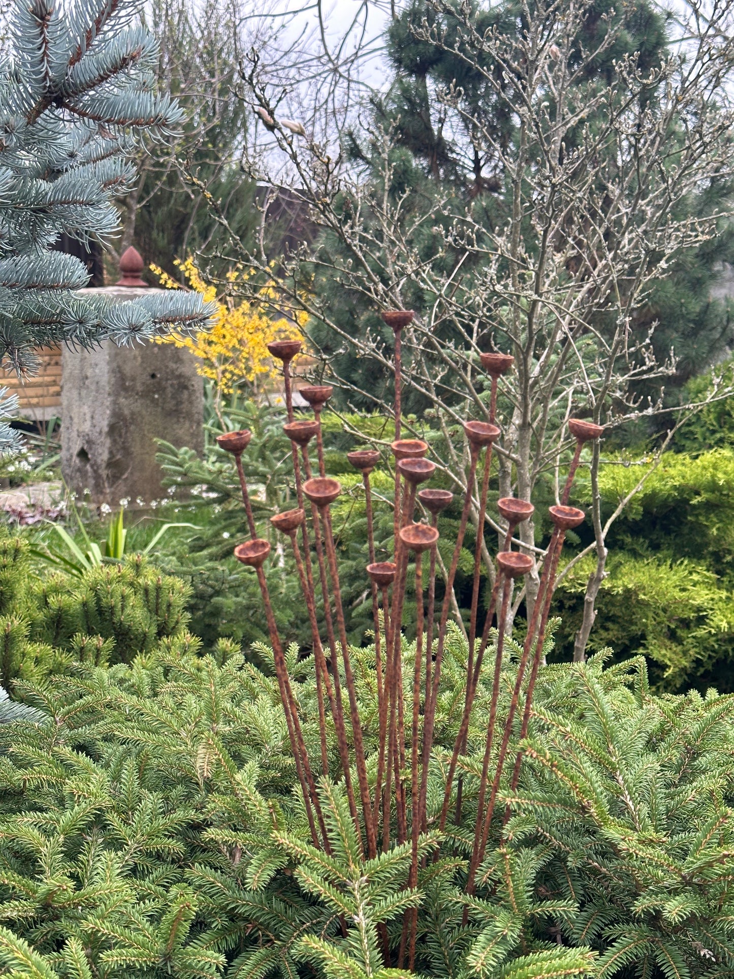 Rusty tiny flowers set of 20, 20 Rusty flowers garden stakes, Metal garden decor, metal yard art, outdoor metal decor, Rusty garden decor