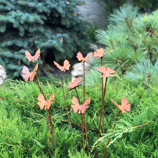 Rusty butterflies set of 10, 10 Rusty butterflies garden stakes, Metal garden decor, metal yard art, outdoor metal decor, gift for gardener