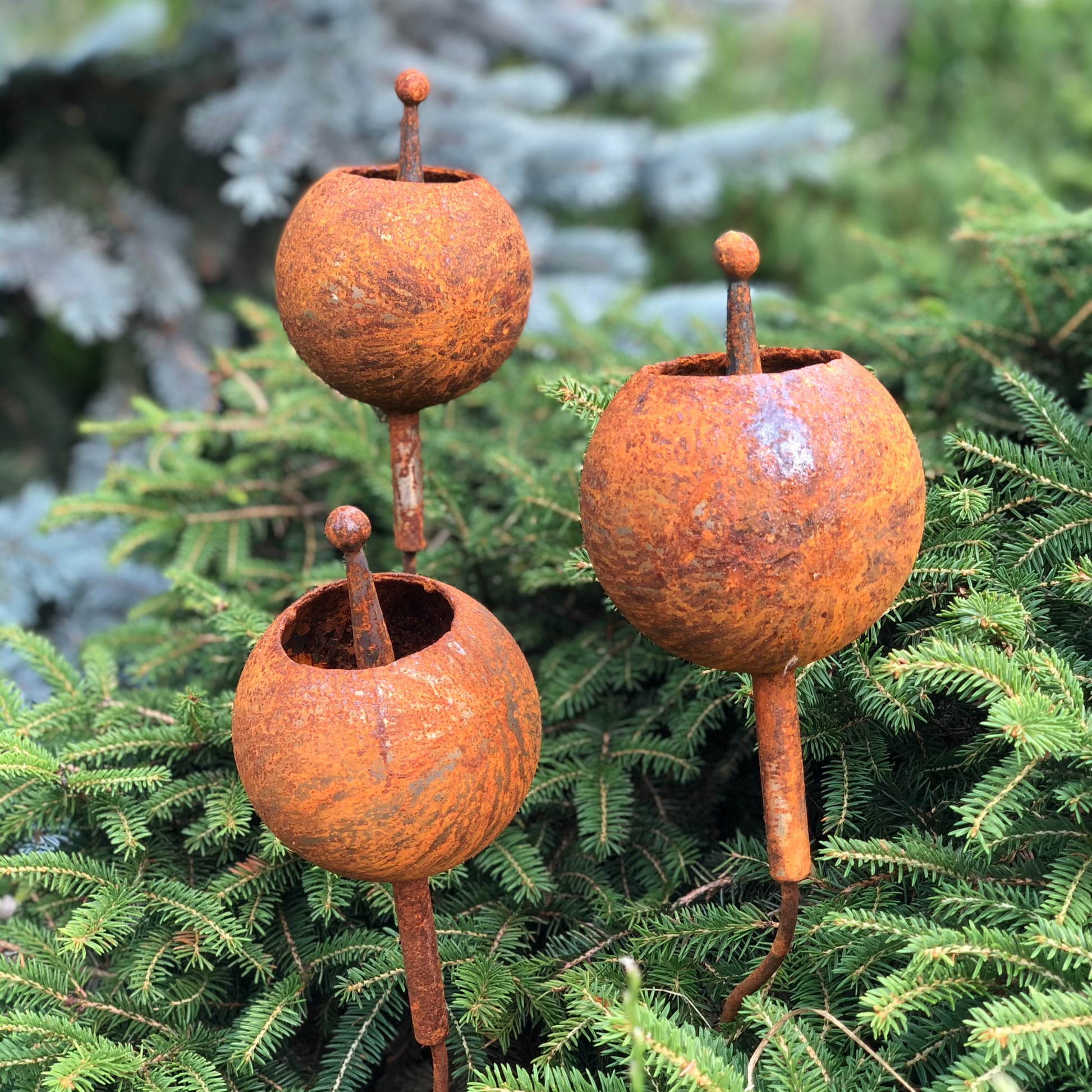 Rusty flowers set of 3, Rustic garden decor, Metal garden decor, metal yard art, outdoor metal decor, Rusty metal garden decor, Garden art