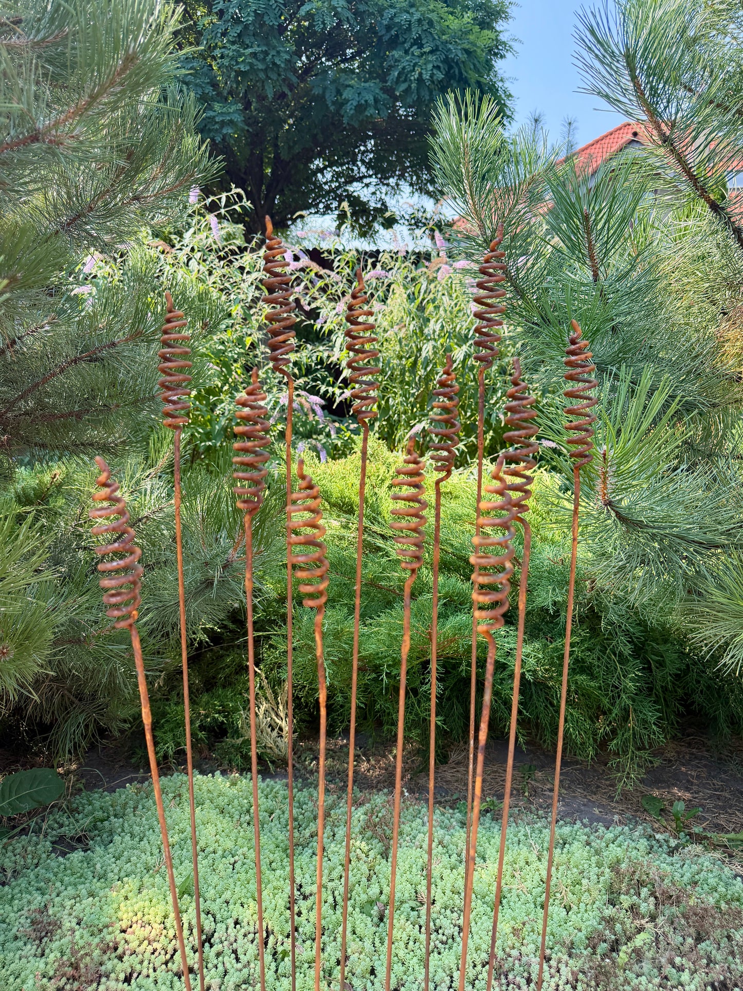 Rostige Blumen 12er Set, Blumen Garten Dekor, Metall Garten Dekor, Metall Garten Kunst, Outdoor Metall Dekor, Rostiges Metall Garten Dekor