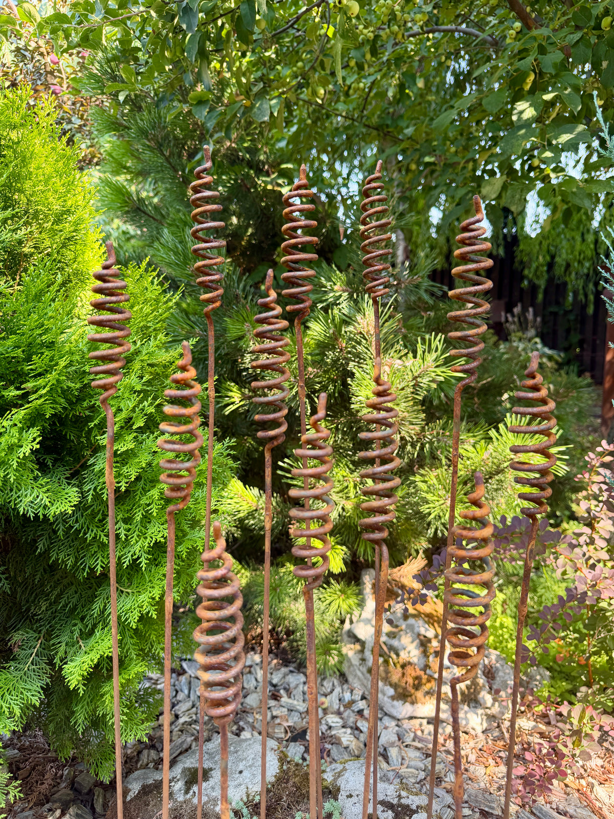 Rostige Blumen 12er Set, Blumen Garten Dekor, Metall Garten Dekor, Metall Garten Kunst, Outdoor Metall Dekor, Rostiges Metall Garten Dekor