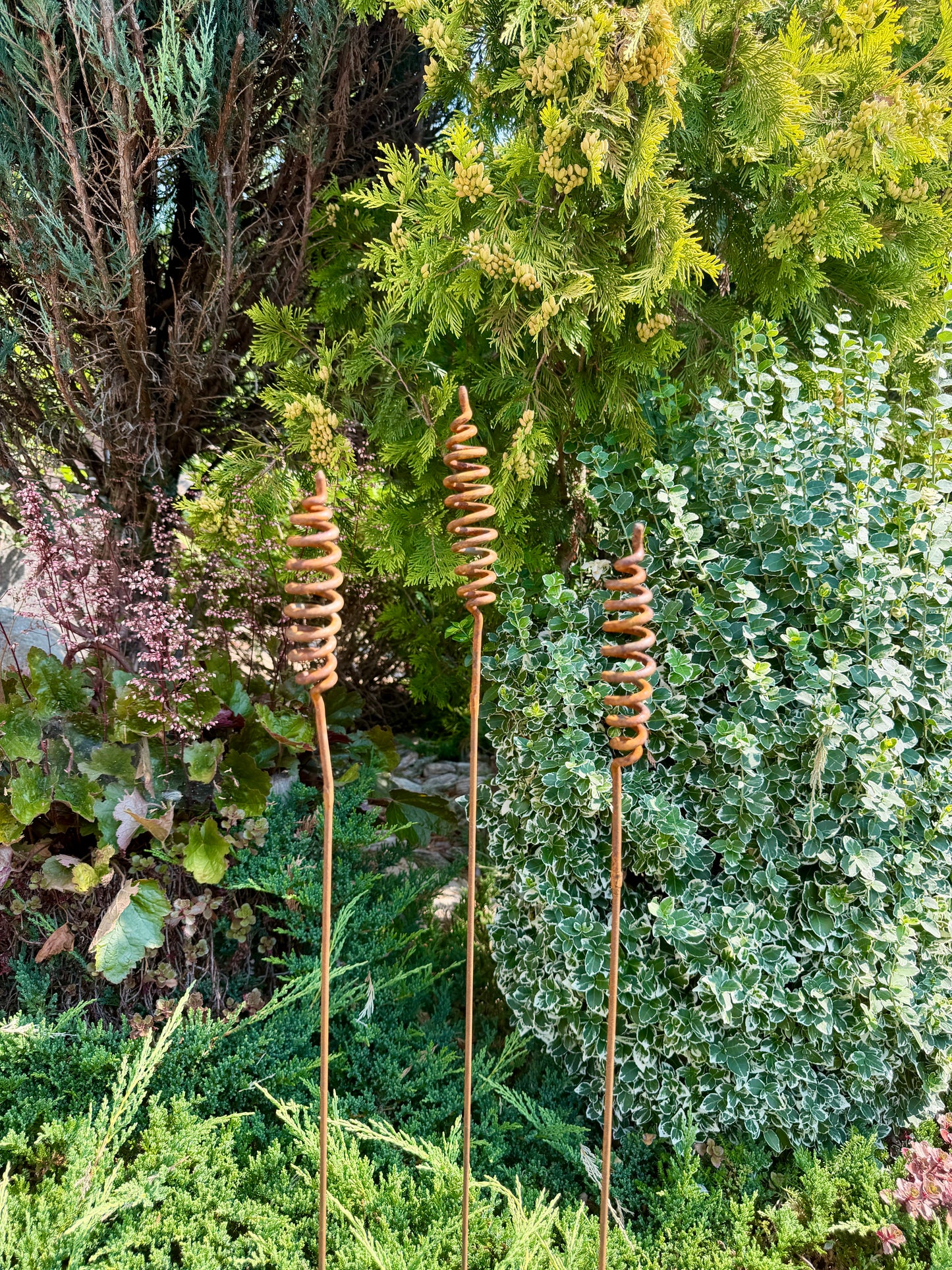 Rostige Blumen 12er Set, Blumen Garten Dekor, Metall Garten Dekor, Metall Garten Kunst, Outdoor Metall Dekor, Rostiges Metall Garten Dekor