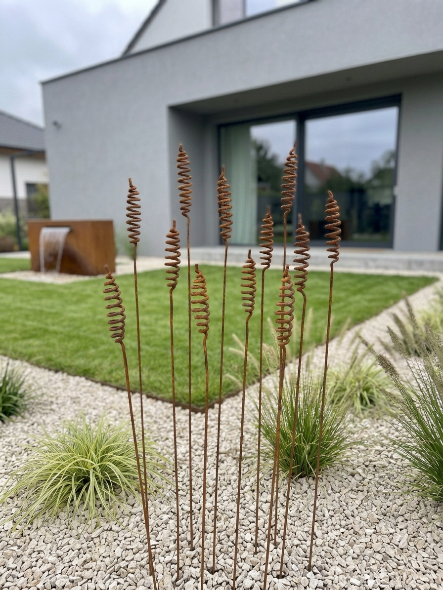 Rostige Blumen 12er Set, Blumen Garten Dekor, Metall Garten Dekor, Metall Garten Kunst, Outdoor Metall Dekor, Rostiges Metall Garten Dekor