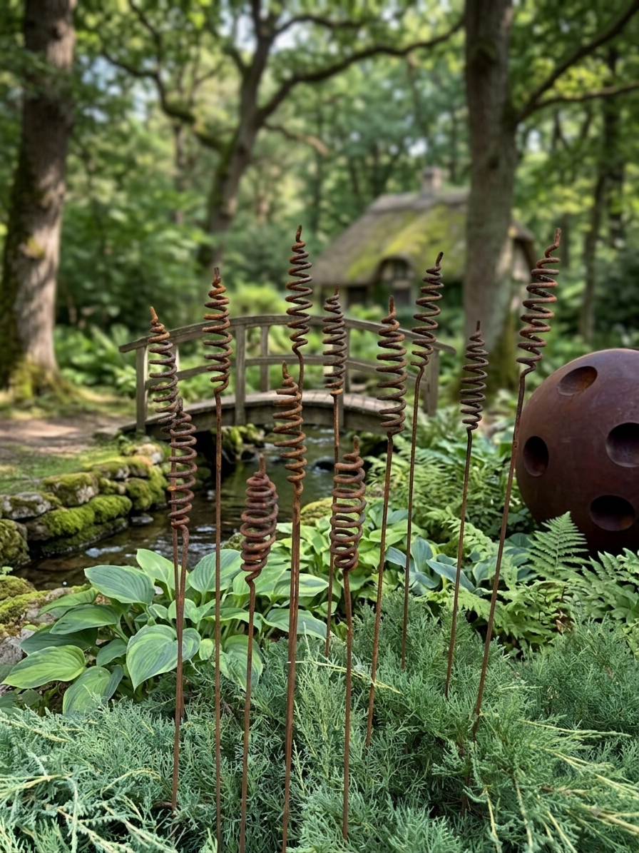 Rostige Blumen 12er Set, Blumen Garten Dekor, Metall Garten Dekor, Metall Garten Kunst, Outdoor Metall Dekor, Rostiges Metall Garten Dekor
