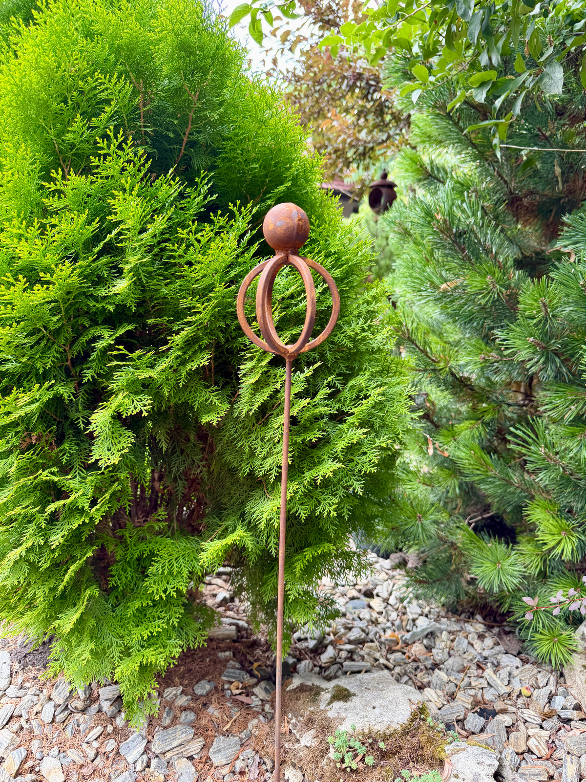 Estacas metálicas oxidadas para jardín, remate de jardín oxidado, decoración metálica para jardín, decoración metálica de jardín para exterior, decoración metálica oxidada para jardín