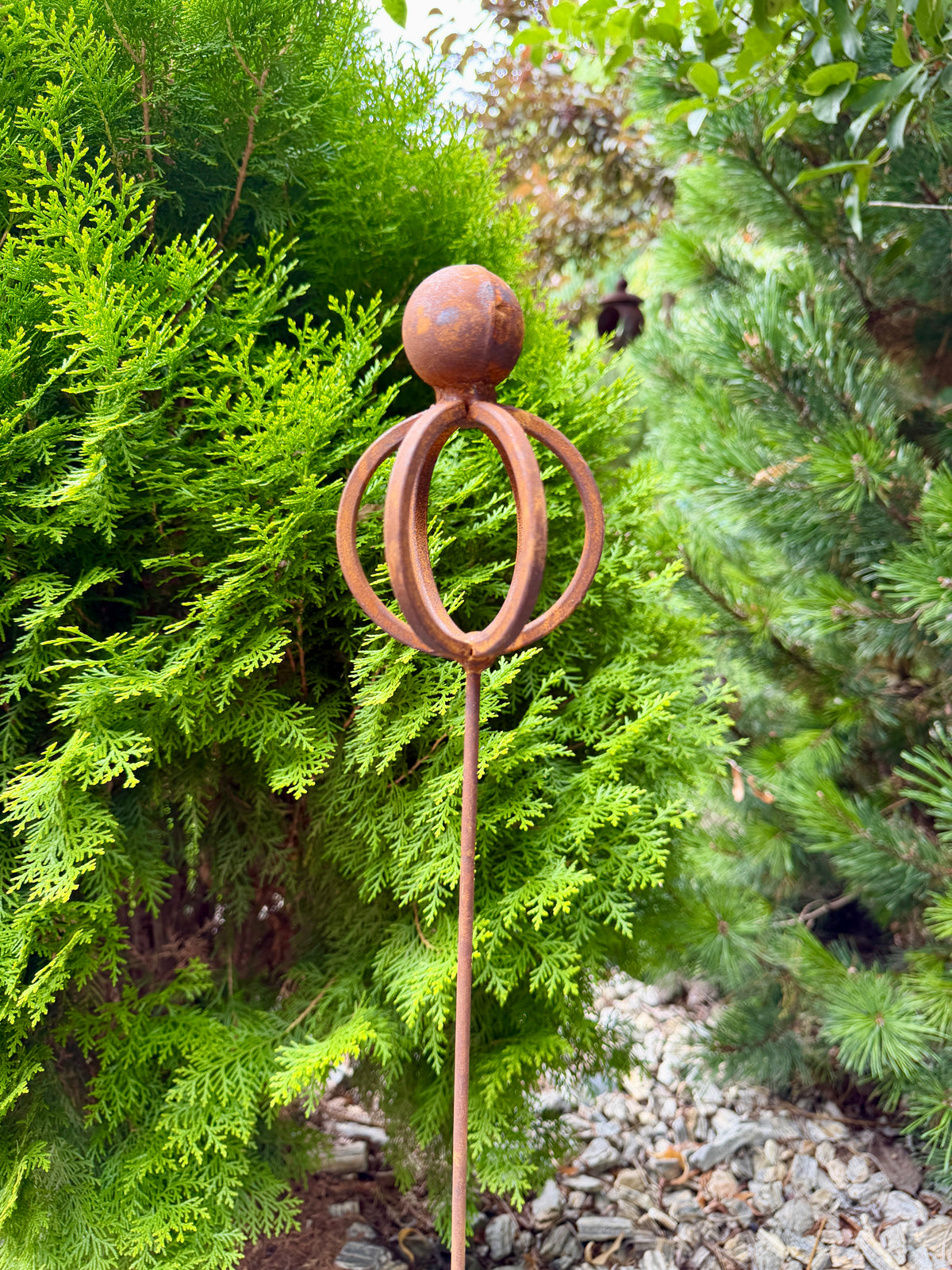 Estacas metálicas oxidadas para jardín, remate de jardín oxidado, decoración metálica para jardín, decoración metálica de jardín para exterior, decoración metálica oxidada para jardín