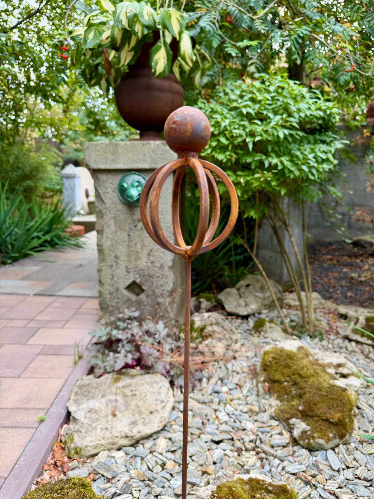 Estacas metálicas oxidadas para jardín, remate de jardín oxidado, decoración metálica para jardín, decoración metálica de jardín para exterior, decoración metálica oxidada para jardín