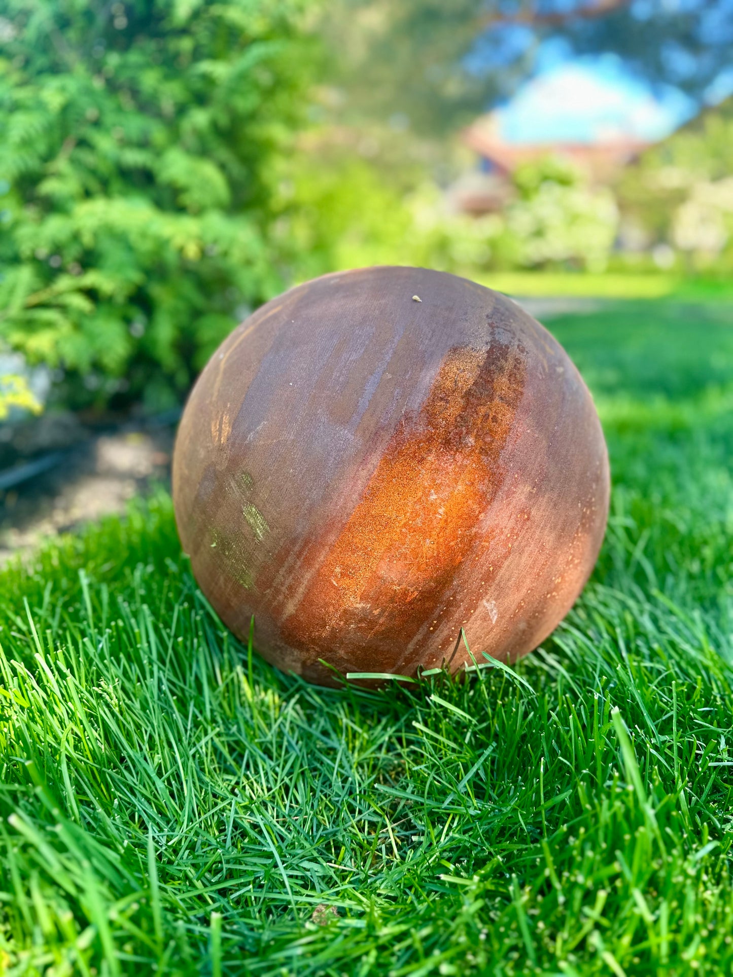 Set of 3 Rusty Metal Sculptures, 14” Minimalist Outdoor Art, Yard Decor Lawn Ornaments, Rustic Garden Accent