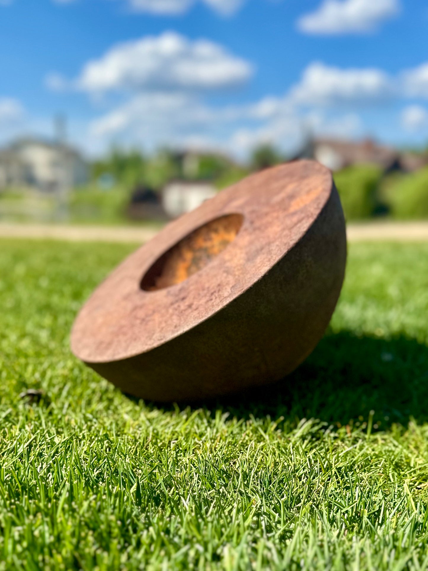 Set of 3 Rusty Metal Sculptures, 14” Minimalist Outdoor Art, Yard Decor Lawn Ornaments, Rustic Garden Accent