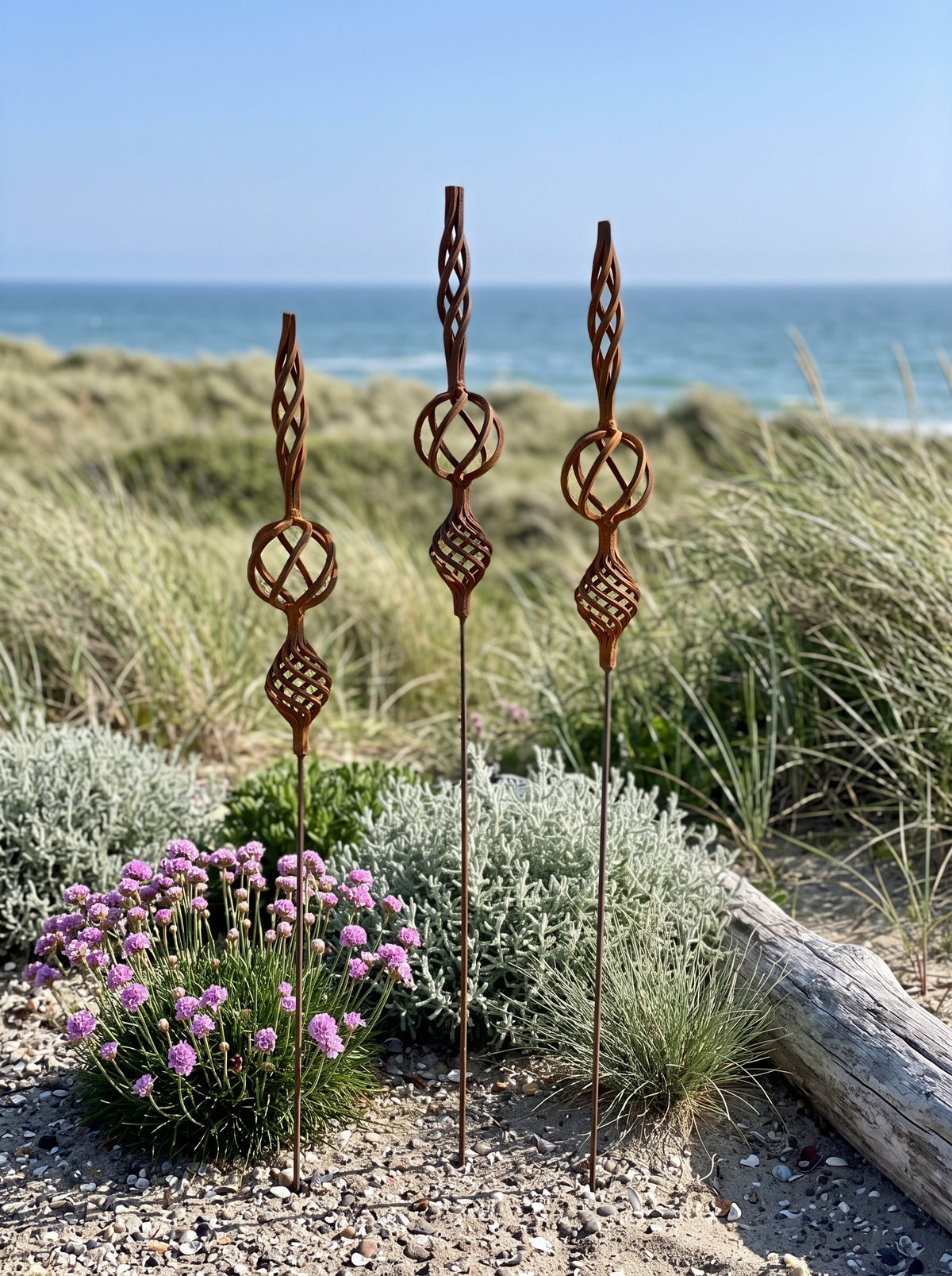 Rostige Gartenstecker aus Metall, Rostige Gartenspitze, Metall-Gartendeko, Metall-Gartendeko für den Außenbereich, Rostige Metall-Gartendeko