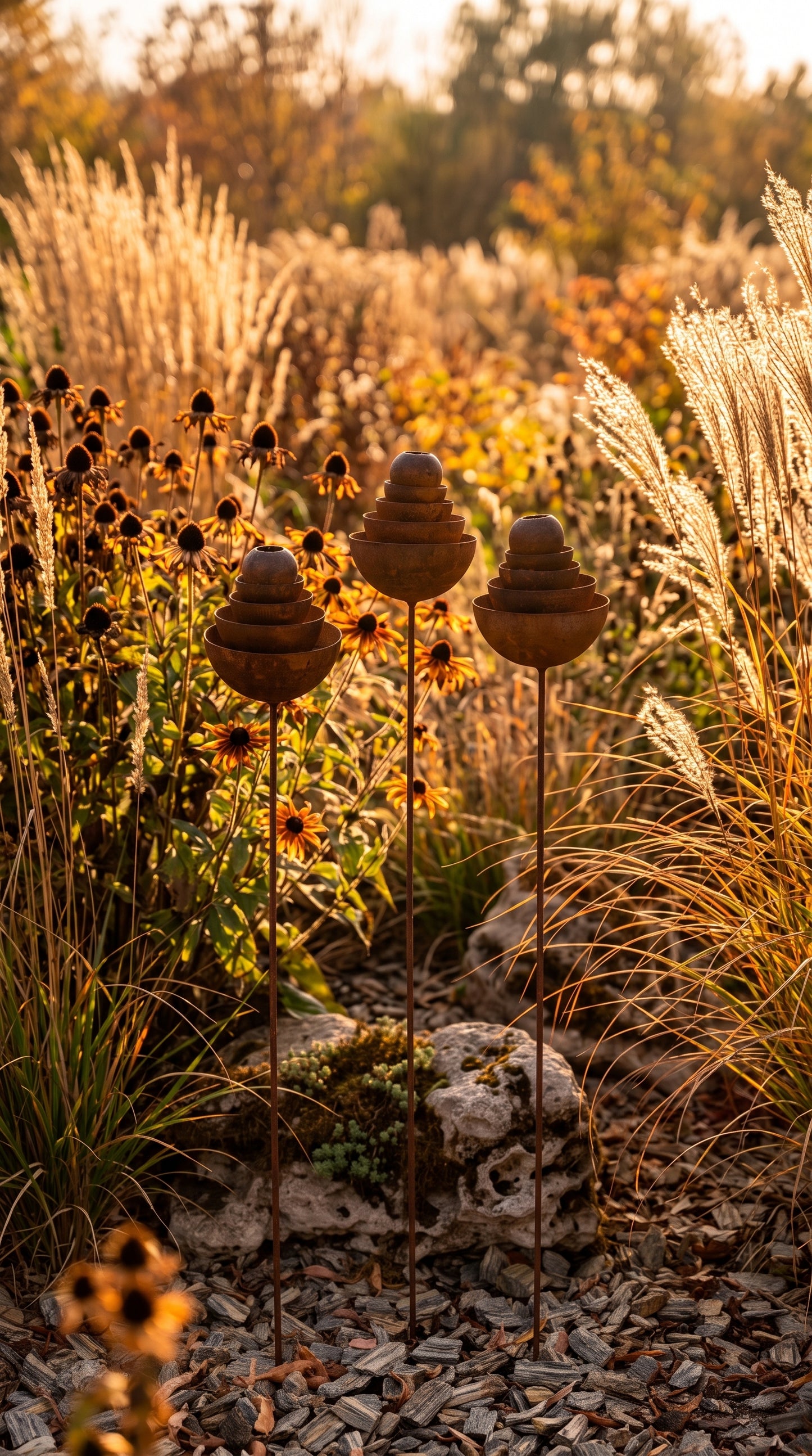 Recolectores de lluvia de metal, vasos para abejas para decoración de jardín al aire libre, decoración de jardín de abejas, comedero de mariposas, estación de agua, estacas de flores oxidadas para jardín