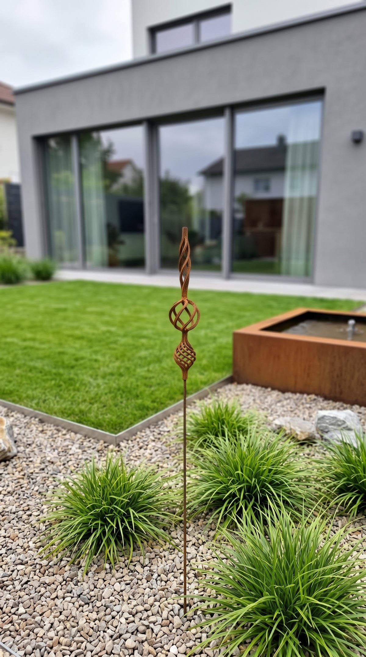 Rostige Gartenstecker aus Metall, Rostige Gartenspitze, Metall-Gartendeko, Metall-Gartendeko für den Außenbereich, Rostige Metall-Gartendeko