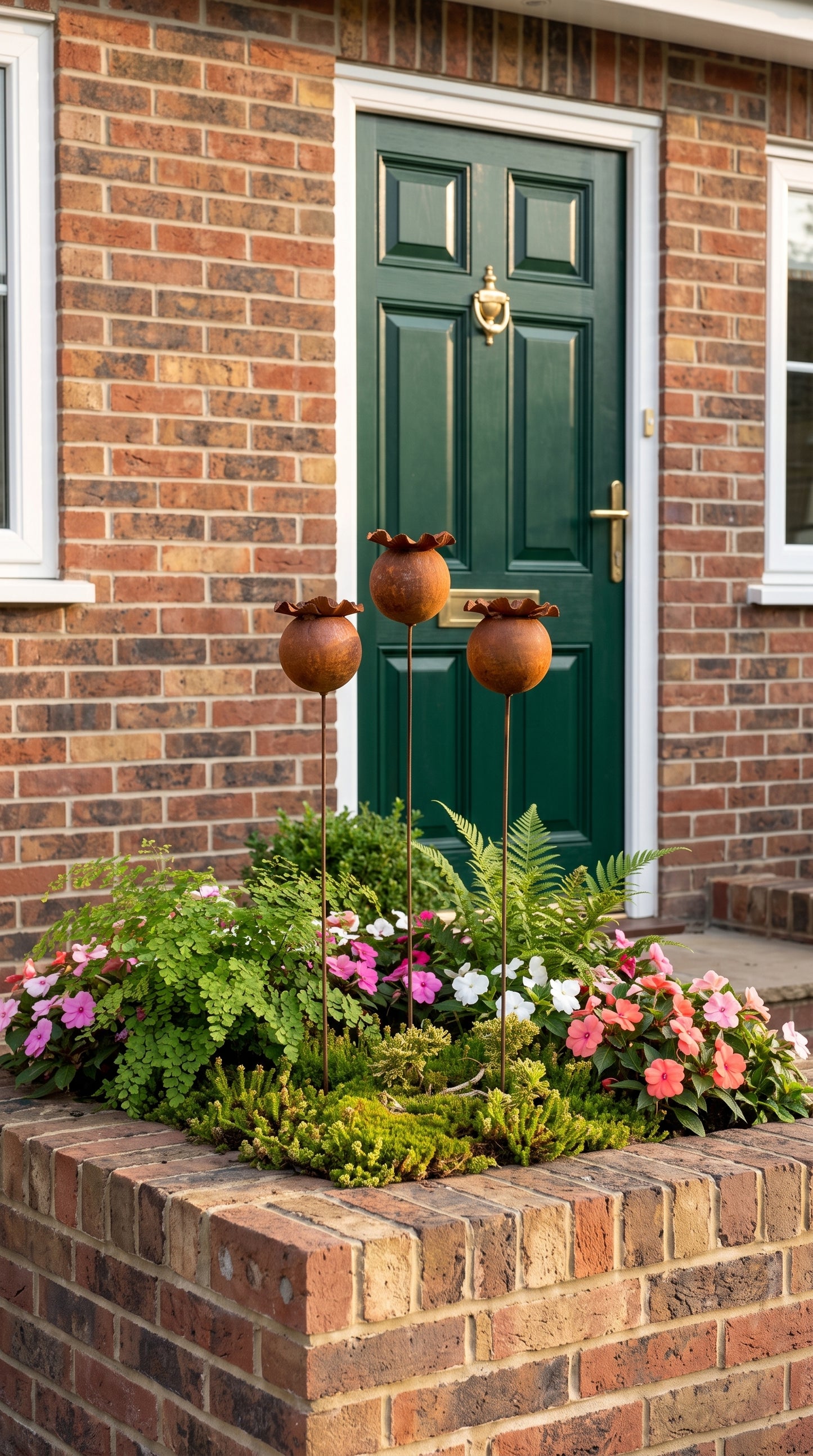 Mohnkapsel-Gartendeko, Rostige Blumen im 6er-Set, Metall-Gartendeko, Metall-Gartenskulptur, Metall-Gartendekoration, Rostige Metall-Gartendeko