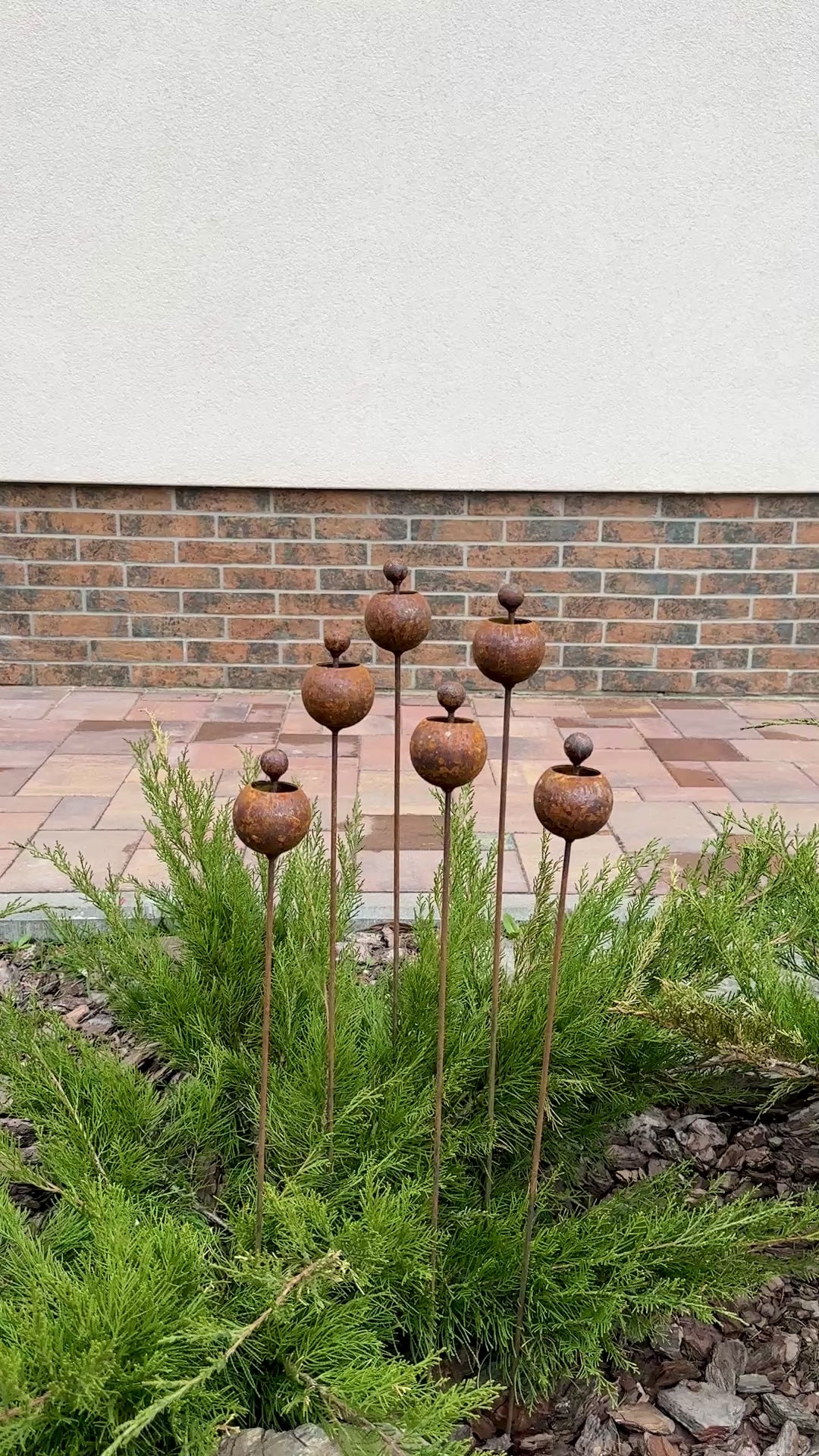 Rusty Flowers Set of 6, Flowers Garden Decor, Metal Rain Catchers, Metal Yard Art, Outdoor Metal Decor, Rustic Metal Garden Sculpture