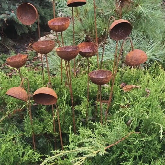 Rusty flower garden stakes, Flowers garden decor, Metal garden decor, metal yard art, outdoor metal decor, Rusty metal garden decor