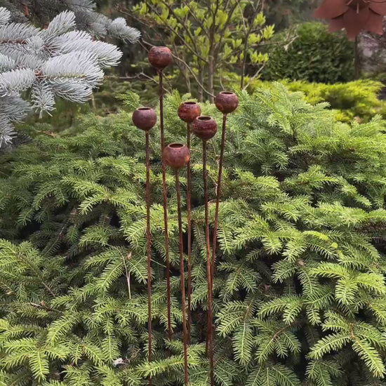 Rusty flowers set of 6, Flowers garden decor, Metal rain catchers, metal yard art, outdoor metal decor, Rusty metal garden decor