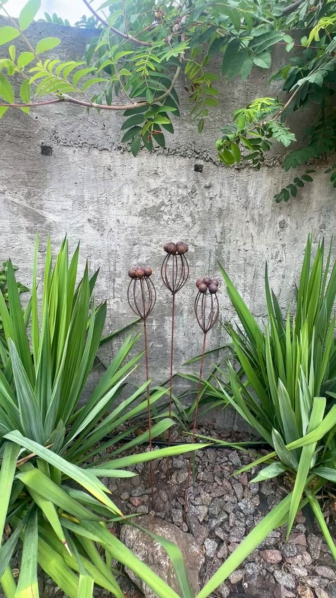 Rustic Metal Exotic Flowers Set of 3, Handmade Garden Decor, Outdoor Yard Art, Unique Landscaping Accent