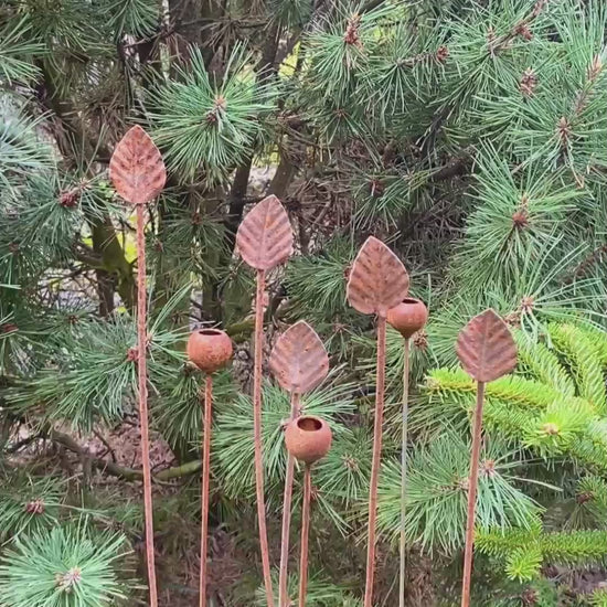 Set of 8 Tiny Metal Flowers Stakes for Backyard Garden Lawn Decoration Art Object in your Yard Metal Decor