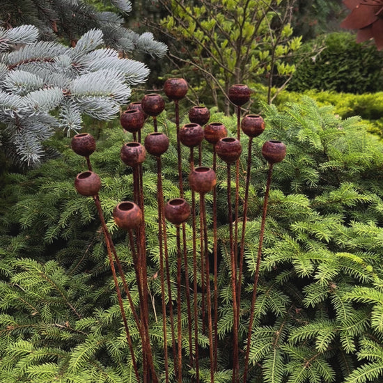 Set of 20 Rusty Tiny Flowers: Authentic Metal Garden Decor for Outdoor Beauty and Charm, Ideal for Metal Rain Catchers and Yard Art.