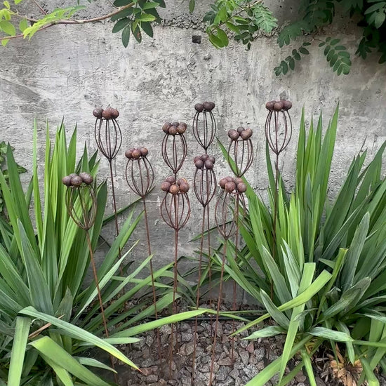 Rustic Metal Exotic Flowers, Set of 10 Handmade Garden Decor, Unique Landscaping Art, Outdoor Yard Art, Rustic Metal Floral