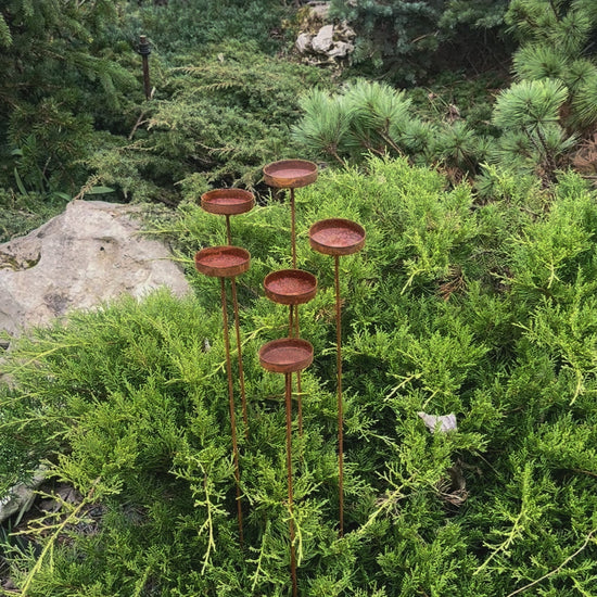 Rustic metal flowers set of 6 will place decorative accent in the garden compositions and landscape, create an atmosphere of romance and coziness in your home. This rusty metal art could be used as decoration at your home, in your garden, backyard, terrace or entrance to your home