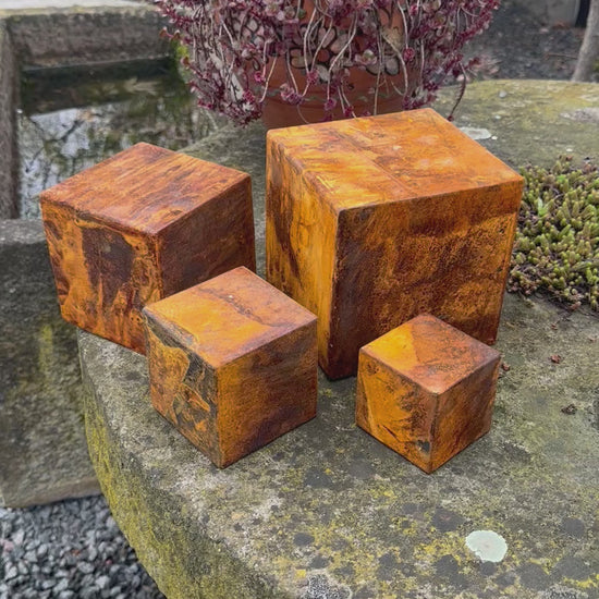 rusty zen metal cube garden and home decor