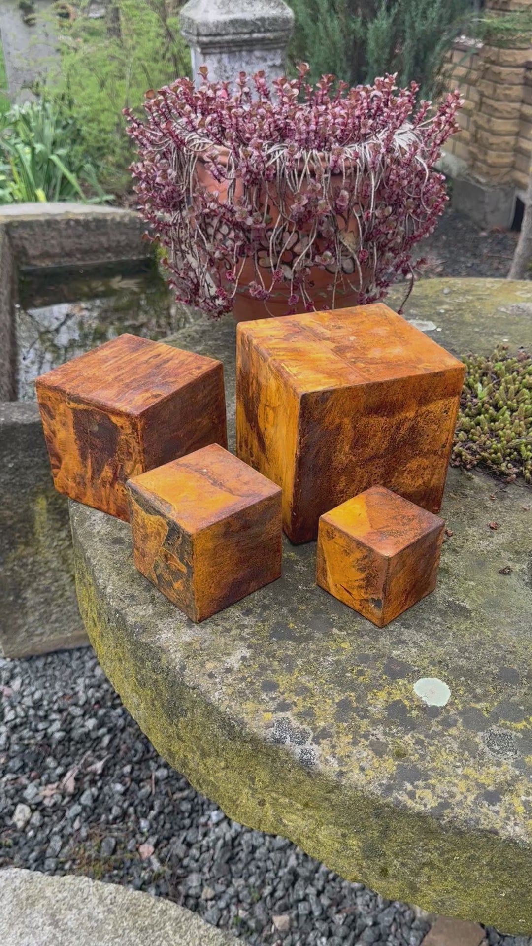 rusty zen metal cube garden and home decor