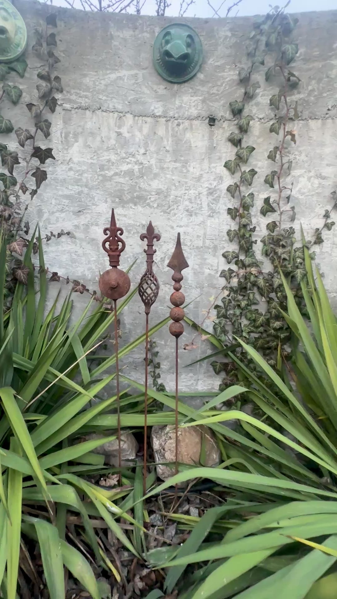 Rusty Garden Finial – Metal Garden Stakes, Rustic Yard Art, Flower Pot Decor, Garden Art, Unique Gift Idea