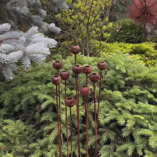 Set of 10 Rusty Tiny Flowers: Rustic Metal Garden Decor Perfect for Enhancing Your Outdoor Space, Ideal for Metal Rain Catchers and Yard Art.