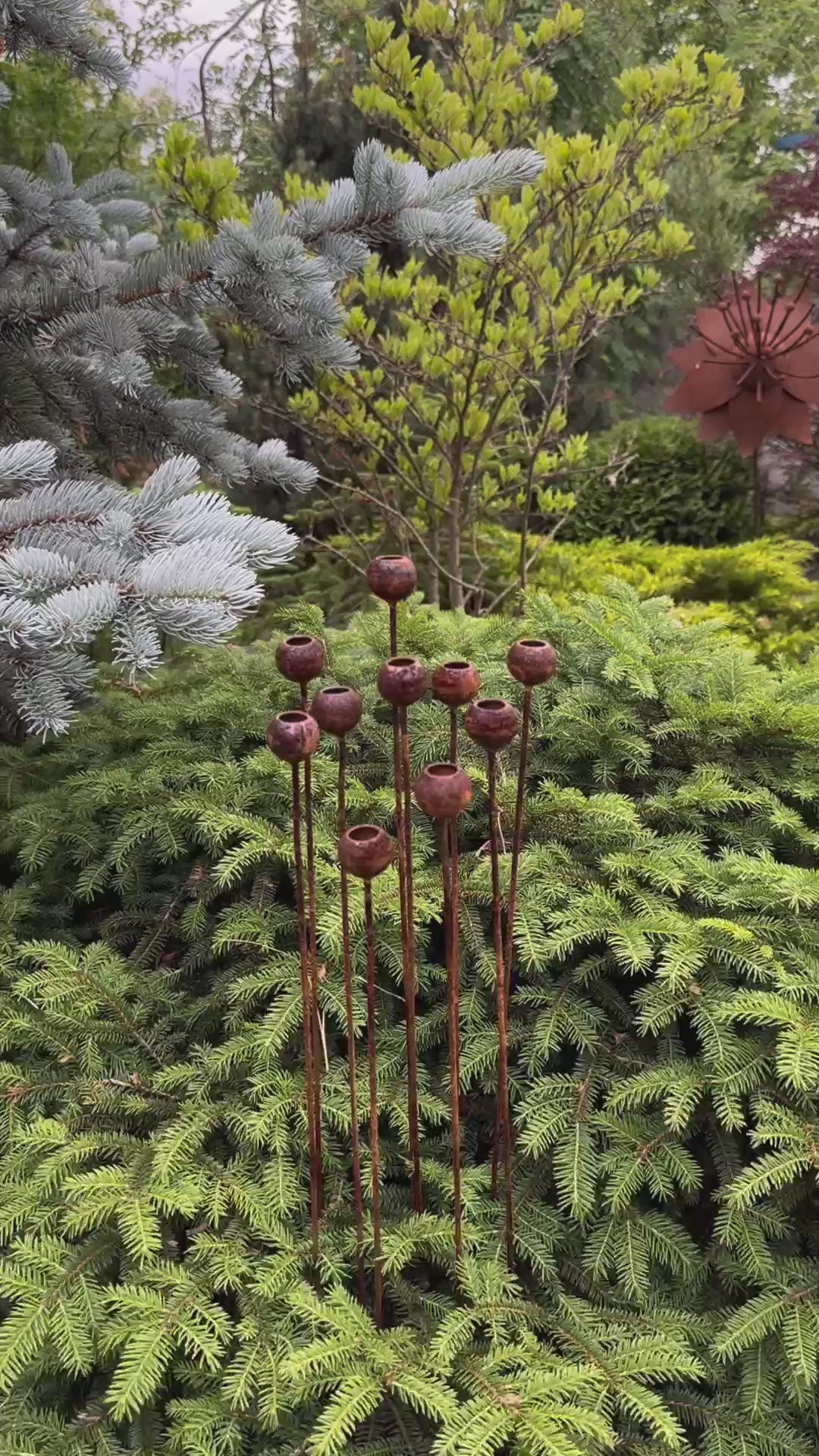 Set of 10 Rusty Tiny Flowers: Rustic Metal Garden Decor Perfect for Enhancing Your Outdoor Space, Ideal for Metal Rain Catchers and Yard Art.