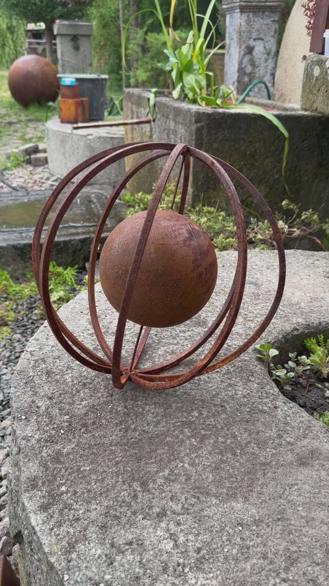 Rusty Metal 12ʼʼ Sphere Outdoor Garden Decor - Give a Touch of Zen Art