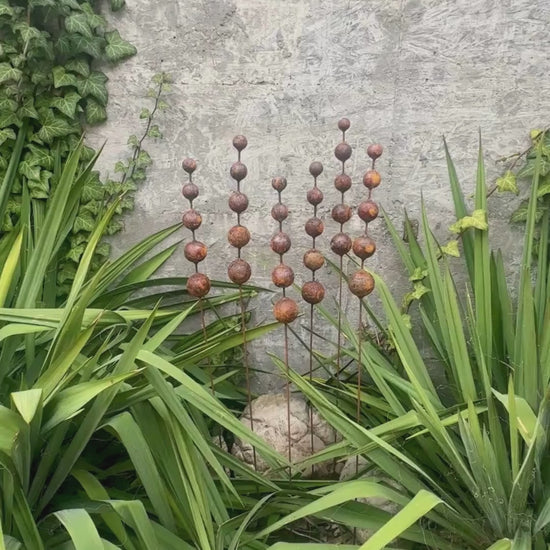 Rusty Flowers Set of 6 Garden Stakes, Metal Yard Art, Rustic Outdoor Decor, Weathered Metal Garden Sculpture, Handmade Lawn Decoration
