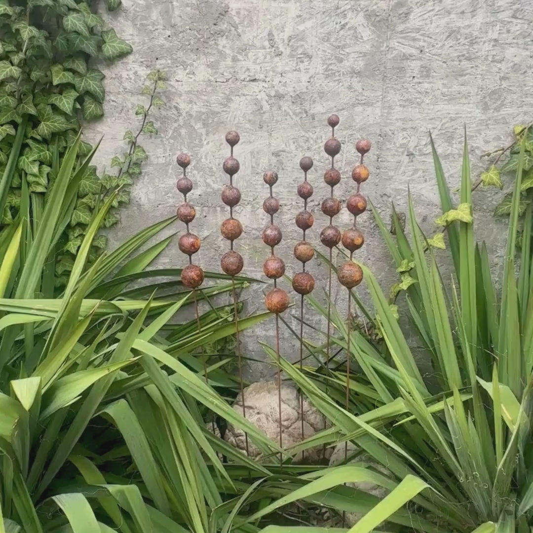 Rusty Flowers Set of 6 Garden Stakes, Metal Yard Art, Rustic Outdoor Decor, Weathered Metal Garden Sculpture, Handmade Lawn Decoration