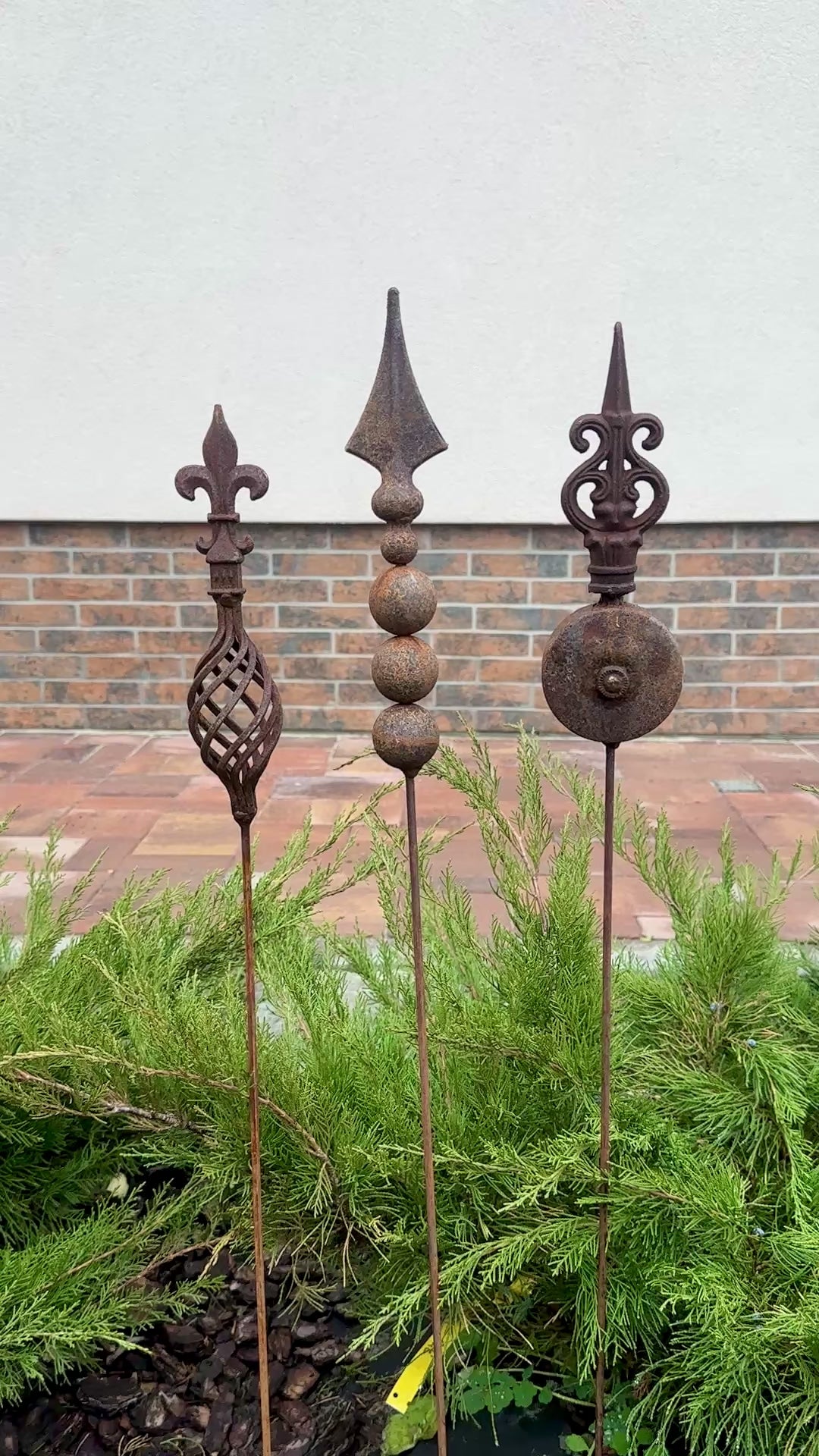 Rusty Garden Finial – Metal Garden Stakes, Rustic Yard Art, Flower Pot Decor, Garden Art, Unique Gift Idea