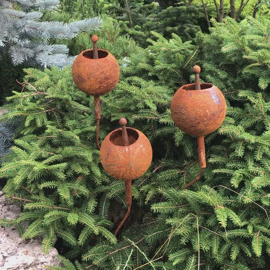 Rusty flowers set of 3, Rustic garden decor, Metal garden decor, metal yard art, outdoor metal decor, Rusty metal garden decor, Garden art