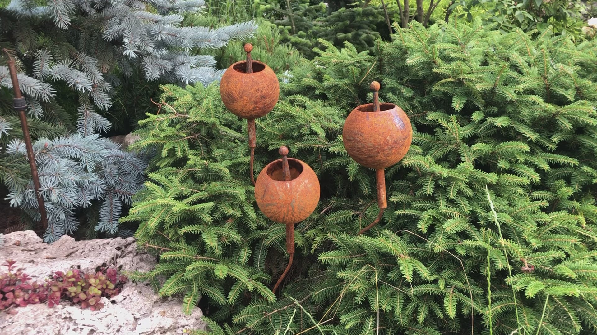 Rusty flowers set of 3, Rustic garden decor, Metal garden decor, metal yard art, outdoor metal decor, Rusty metal garden decor, Garden art