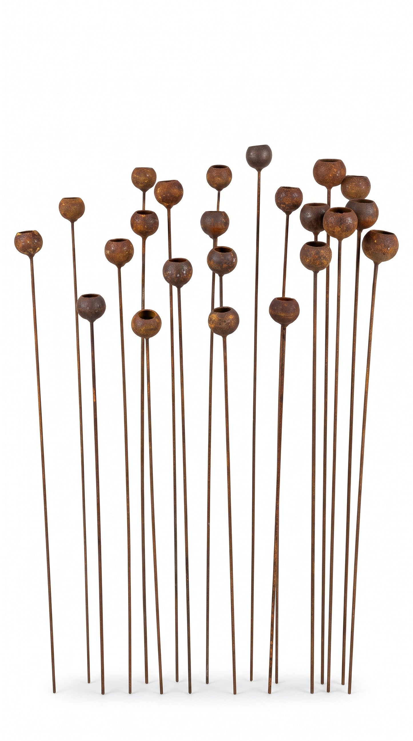 Set mit 20 kleinen rostigen Blumen: Authentische Gartendekoration aus Metall für Schönheit und Charme im Freien, ideal für Regenfänger aus Metall und Gartenkunst.