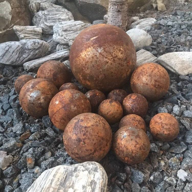 Big Rusty metal balls set, Metal sphere, Outdoor decor, Yard art, Garden sphere