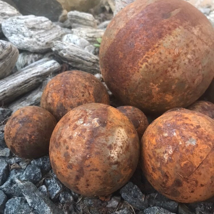 Big Rusty metal balls set, Metal sphere, Outdoor decor, Yard art, Garden sphere