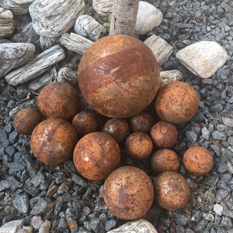 Big Rusty metal balls set, Metal sphere, Outdoor decor, Yard art, Garden sphere