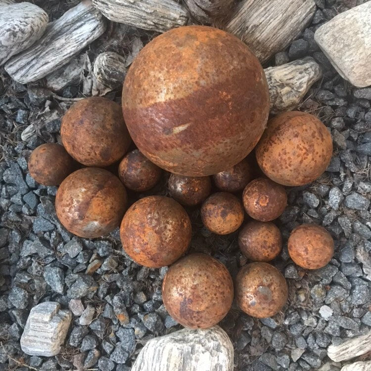 Big Rusty metal balls set, Metal sphere, Outdoor decor, Yard art, Garden sphere